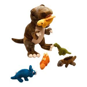 Prextex Plush 15" T-Rex Dinosaur Tummy Zip Carrier 5 Babies Dino Surprise Pocket
